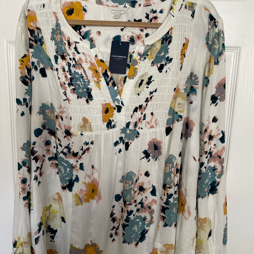 NEW Lucky Brand Plus Boho Tunic Blouse